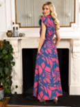 HotSquash Geometric Print Wrap Top Maxi Dress, Coral/Teal