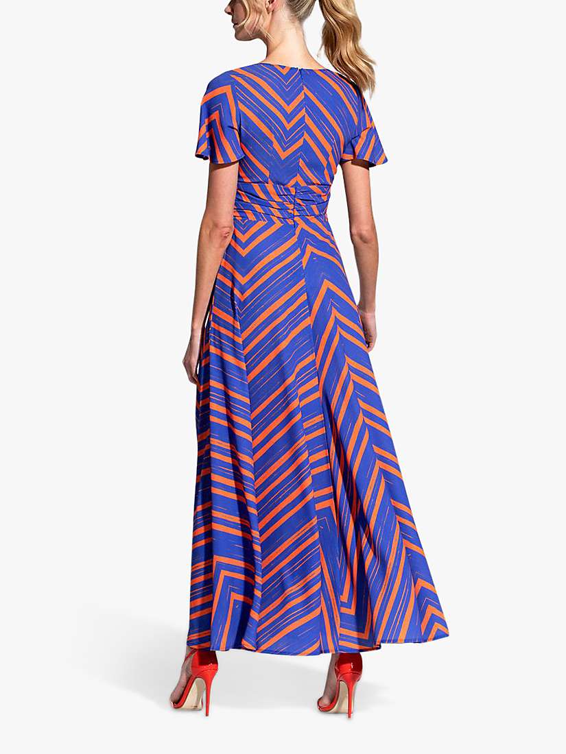 Buy HotSquash Chevron Print Ruched Waist Crepe Maxi Dress, Blue/Orange Online at johnlewis.com