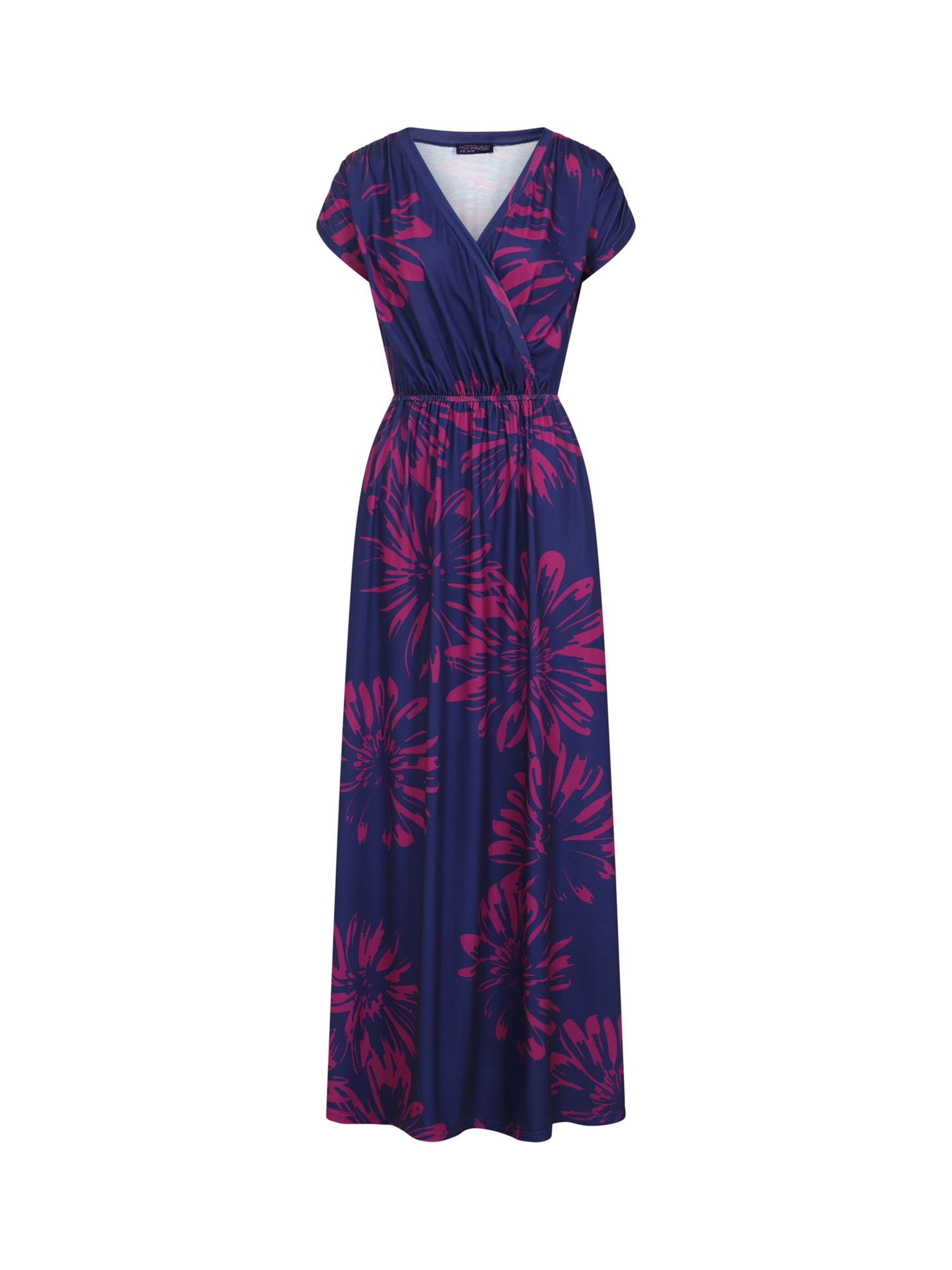 HotSquash Iconic Floral Maxi Dress, Navy/Pink, 8