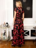 HotSquash Floral Print Wide Leg Jumpsuit, Black/Red