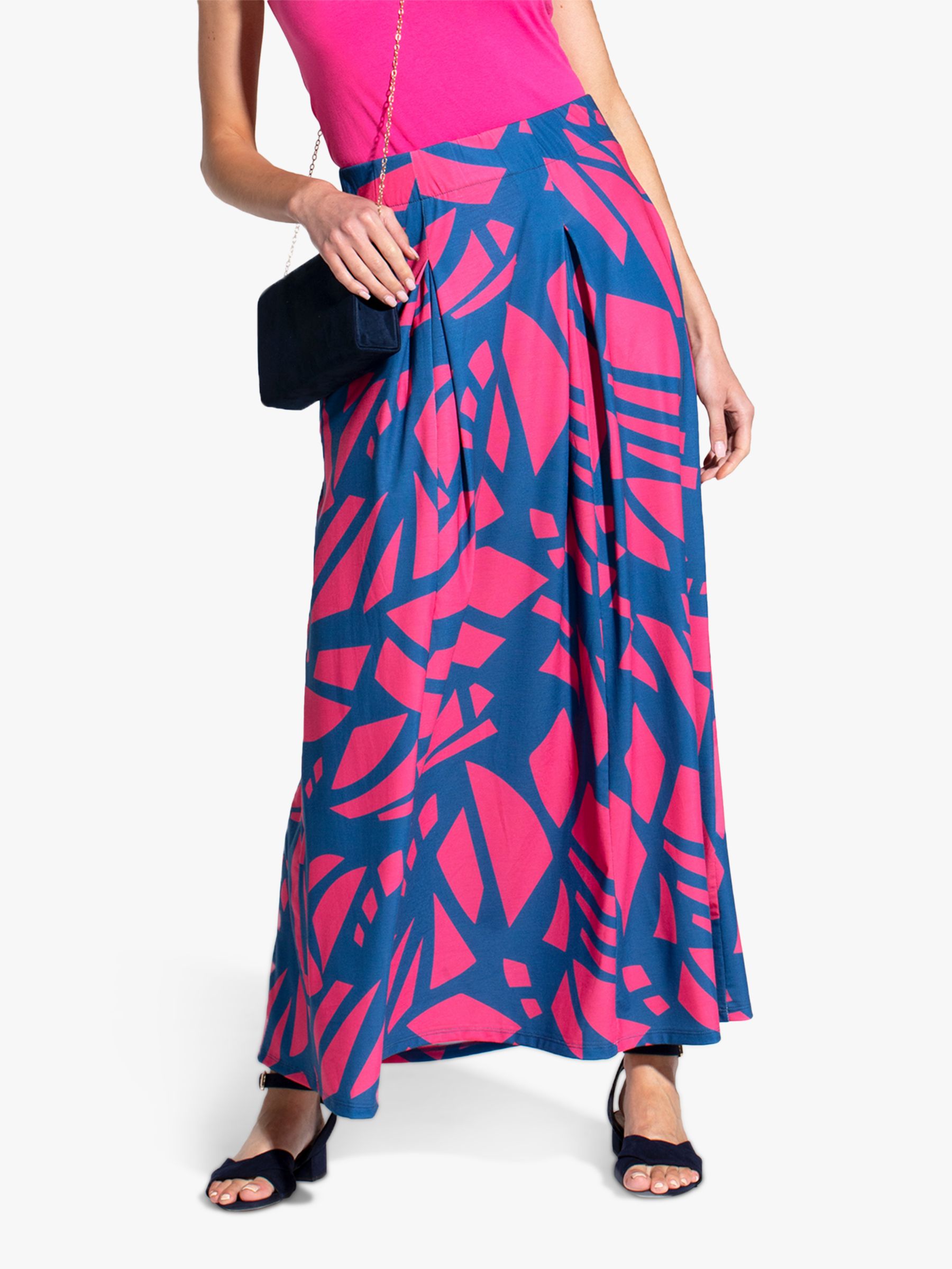 Buy HotSquash Abstract Box Pleat Maxi Skirt, Matisse Teal/Pink Online at johnlewis.com
