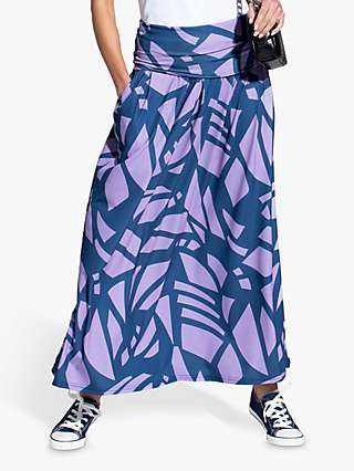 HotSquash Roll Top Abstract Maxi Skirt, Matisse Navy/Lilac