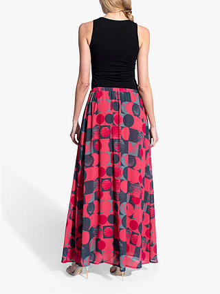 HotSquash Geometric Chiffon Maxi Skirt, Coral/Multi