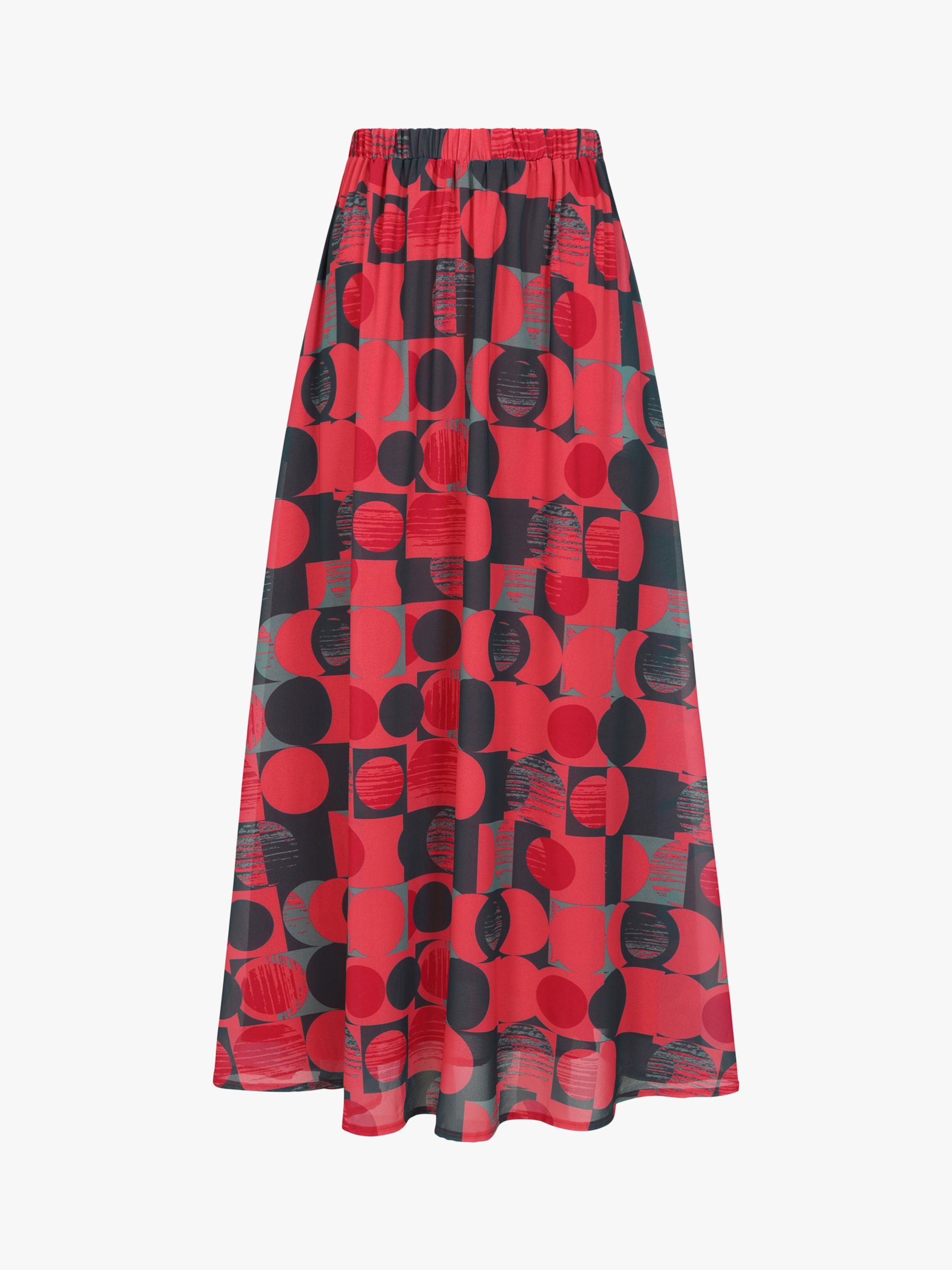 Buy HotSquash Geometric Chiffon Maxi Skirt, Coral/Multi Online at johnlewis.com