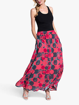 HotSquash Geometric Chiffon Maxi Skirt, Coral/Multi