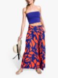 HotSquash Roll Top Abstract Print Maxi Skirt, Matisse Blue/Red