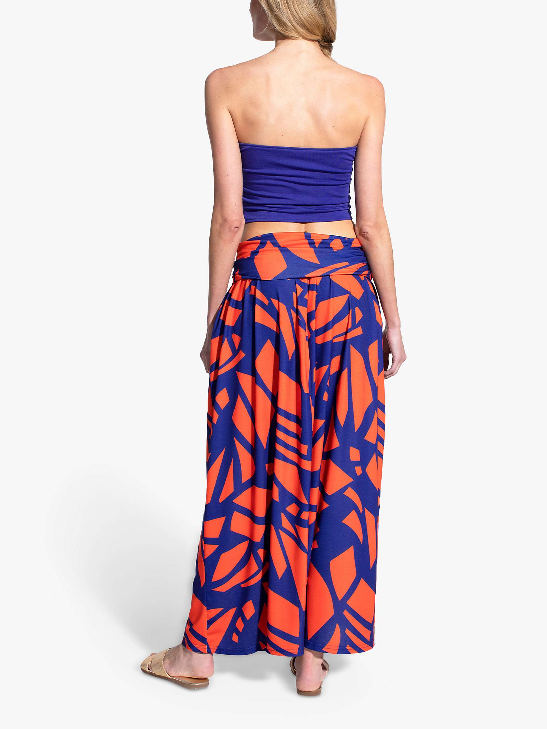 Buy HotSquash Roll Top Abstract Print Maxi Skirt, Matisse Blue/Red Online at johnlewis.com