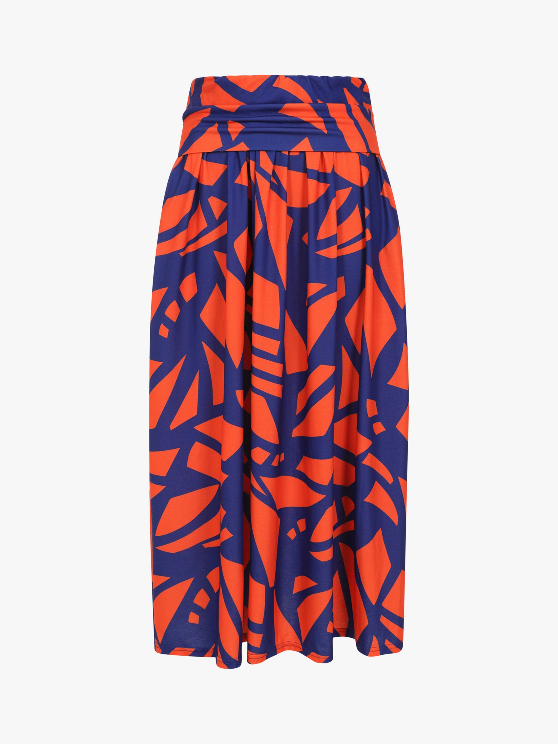 Buy HotSquash Roll Top Abstract Print Maxi Skirt, Matisse Blue/Red Online at johnlewis.com
