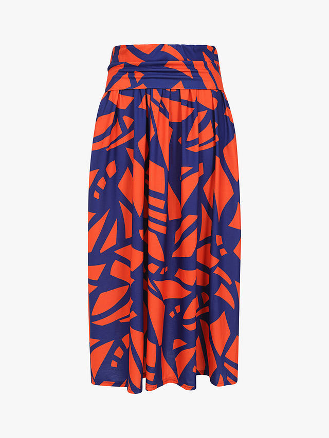 HotSquash Roll Top Abstract Print Maxi Skirt, Matisse Blue/Red