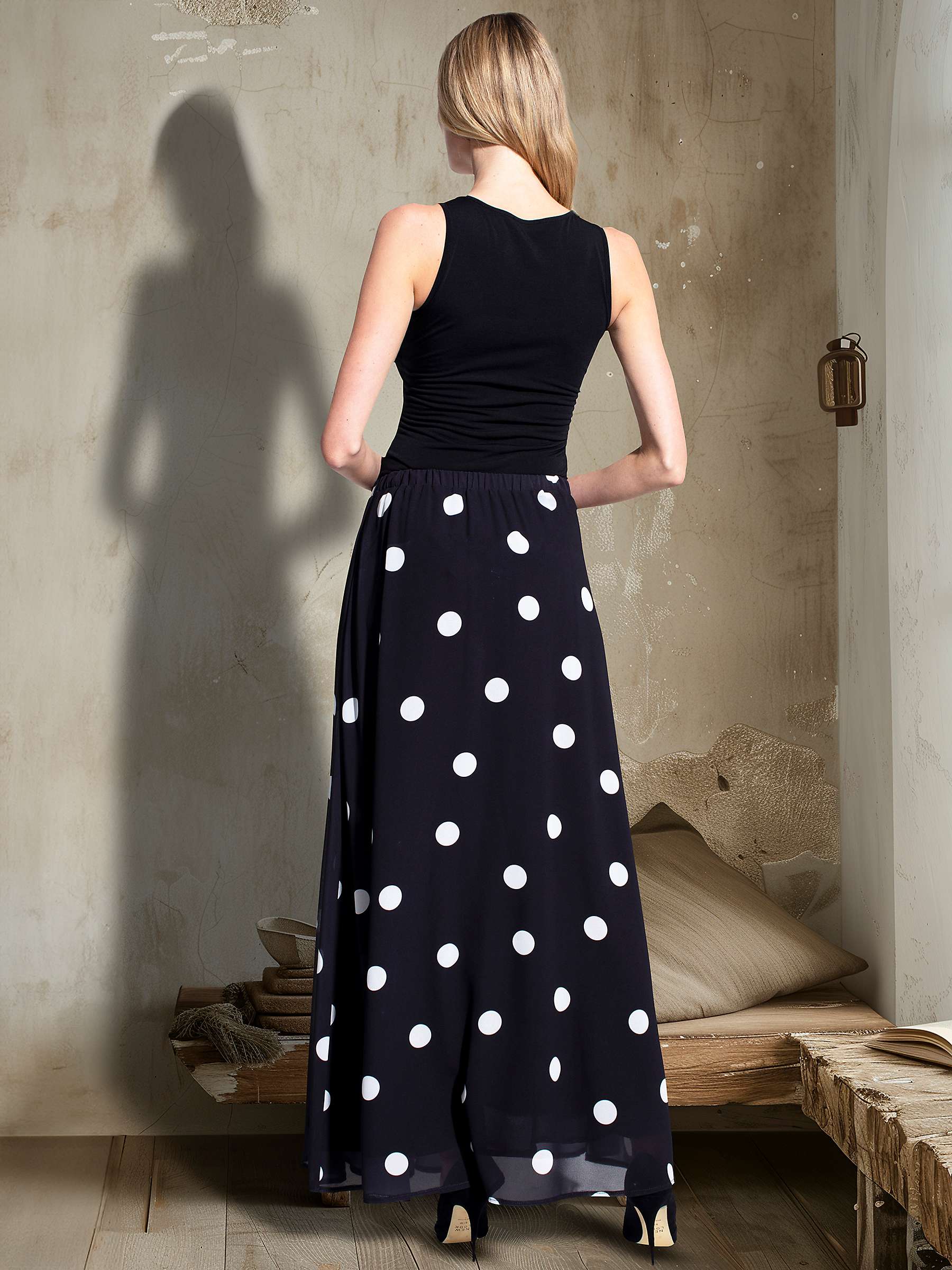 Buy HotSquash Polka Dot Chiffon Maxi Skirt, Black/White Online at johnlewis.com