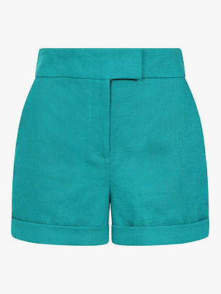 HotSquash Linen Shorts, Dark Mint