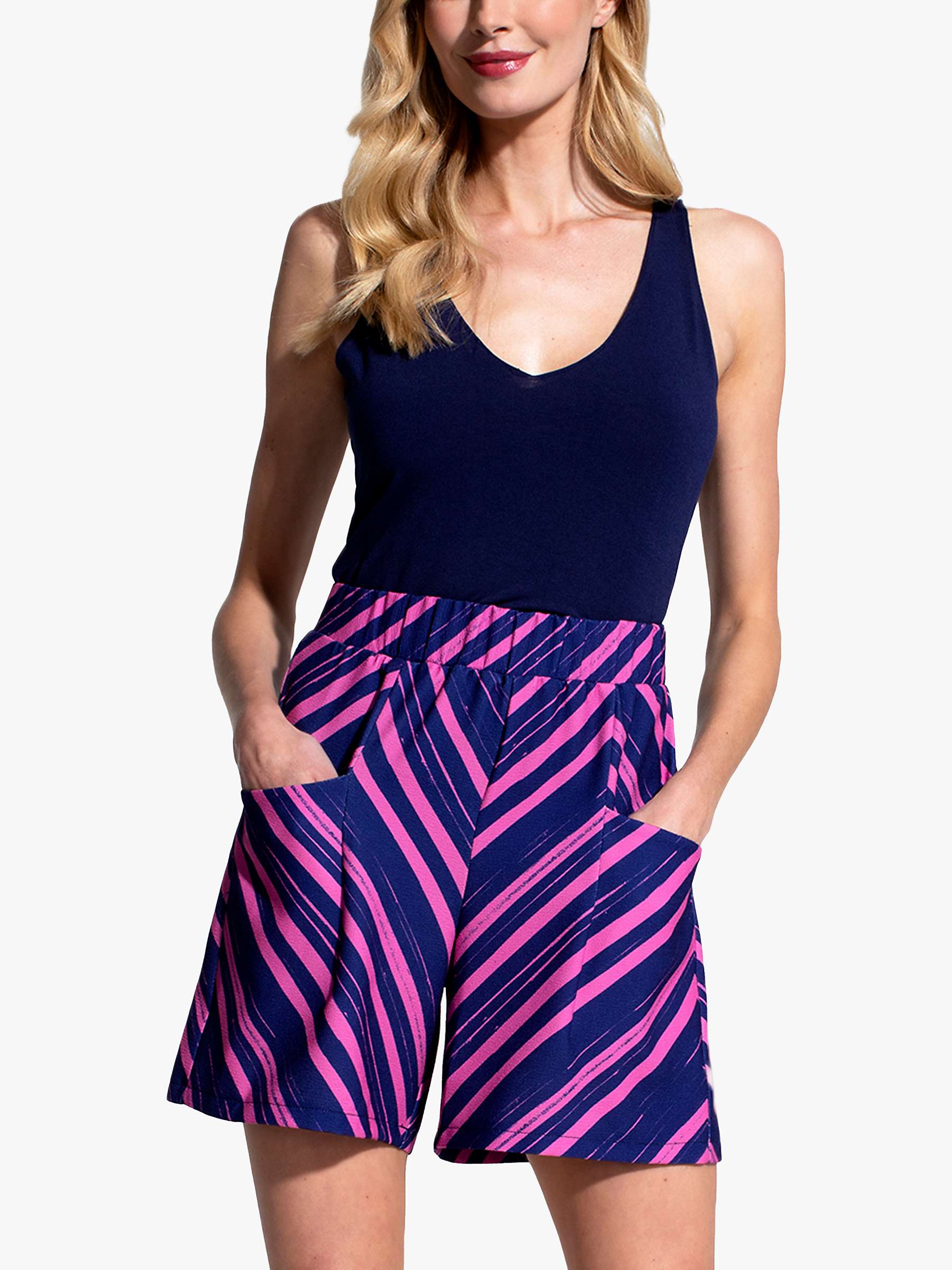 Buy HotSquash Zig Zag Luxe Crepe Shorts, Navy/Pink Online at johnlewis.com