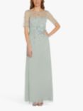 Papell Studio Beaded Illusion Dress, Frosted Sage