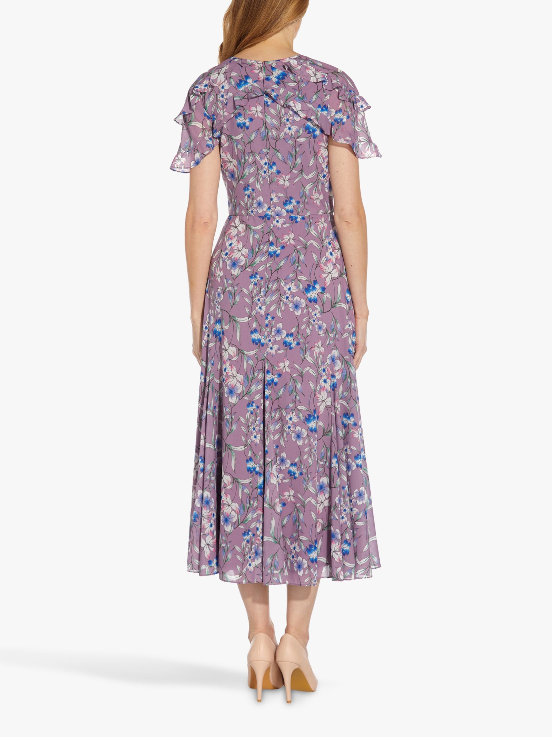 Adrianna Papell Floral Ruffle Maxi Dress, Purple