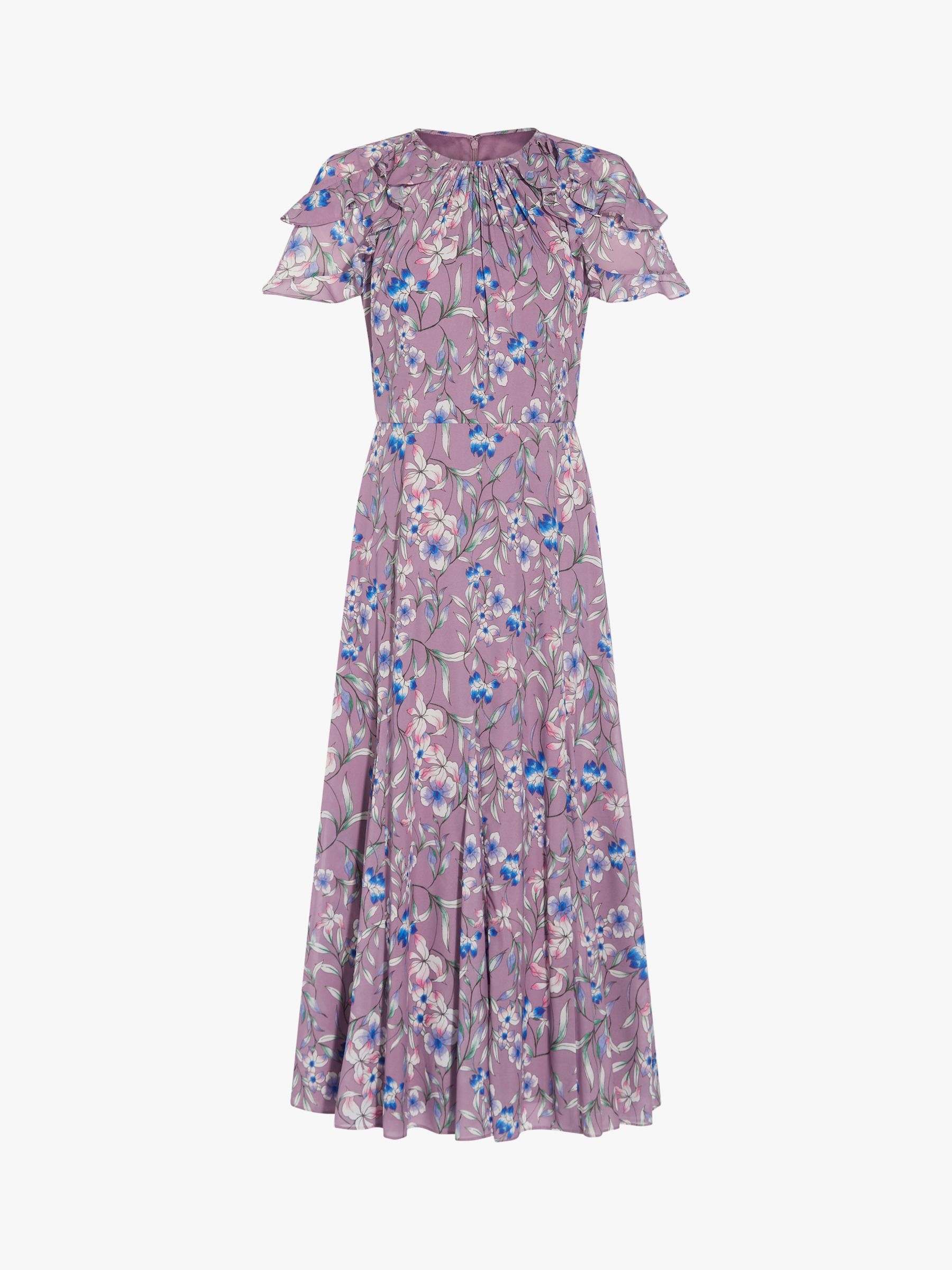 Adrianna Papell Floral Ruffle Maxi Dress, Purple