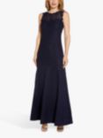 Adrianna Papell Sleeveless Lace Trimmed Dress, Navy