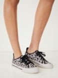 HUSH Leyton Leopard Print Canvas Trainers, Natural