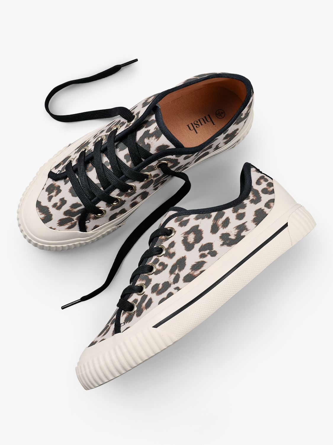 Buy HUSH Leyton Leopard Print Canvas Trainers, Natural Online at johnlewis.com