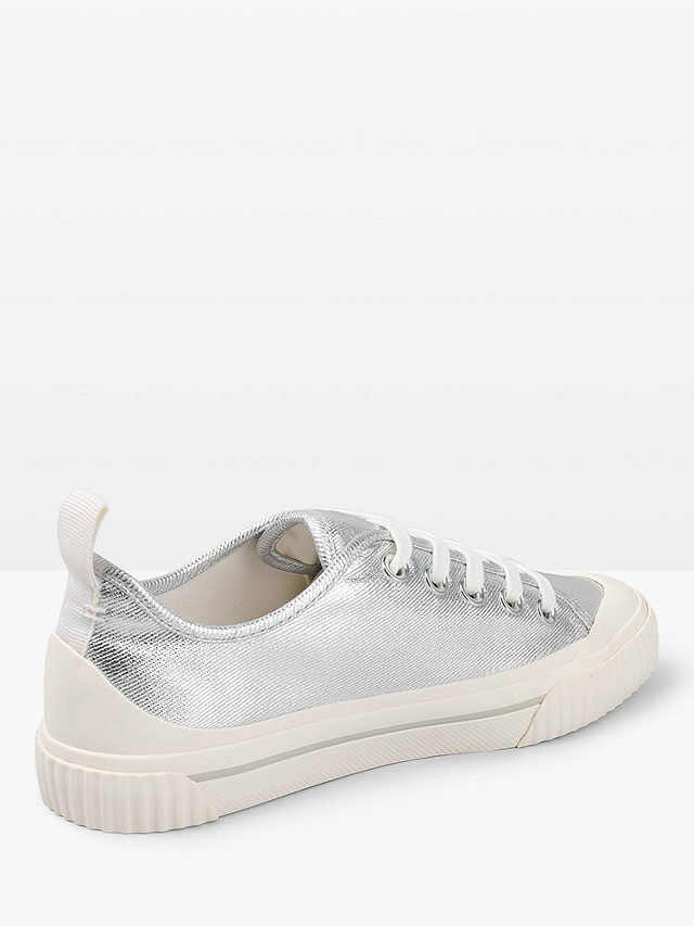 hush Leyton Canvas Low Top Trainers, Silver, 3