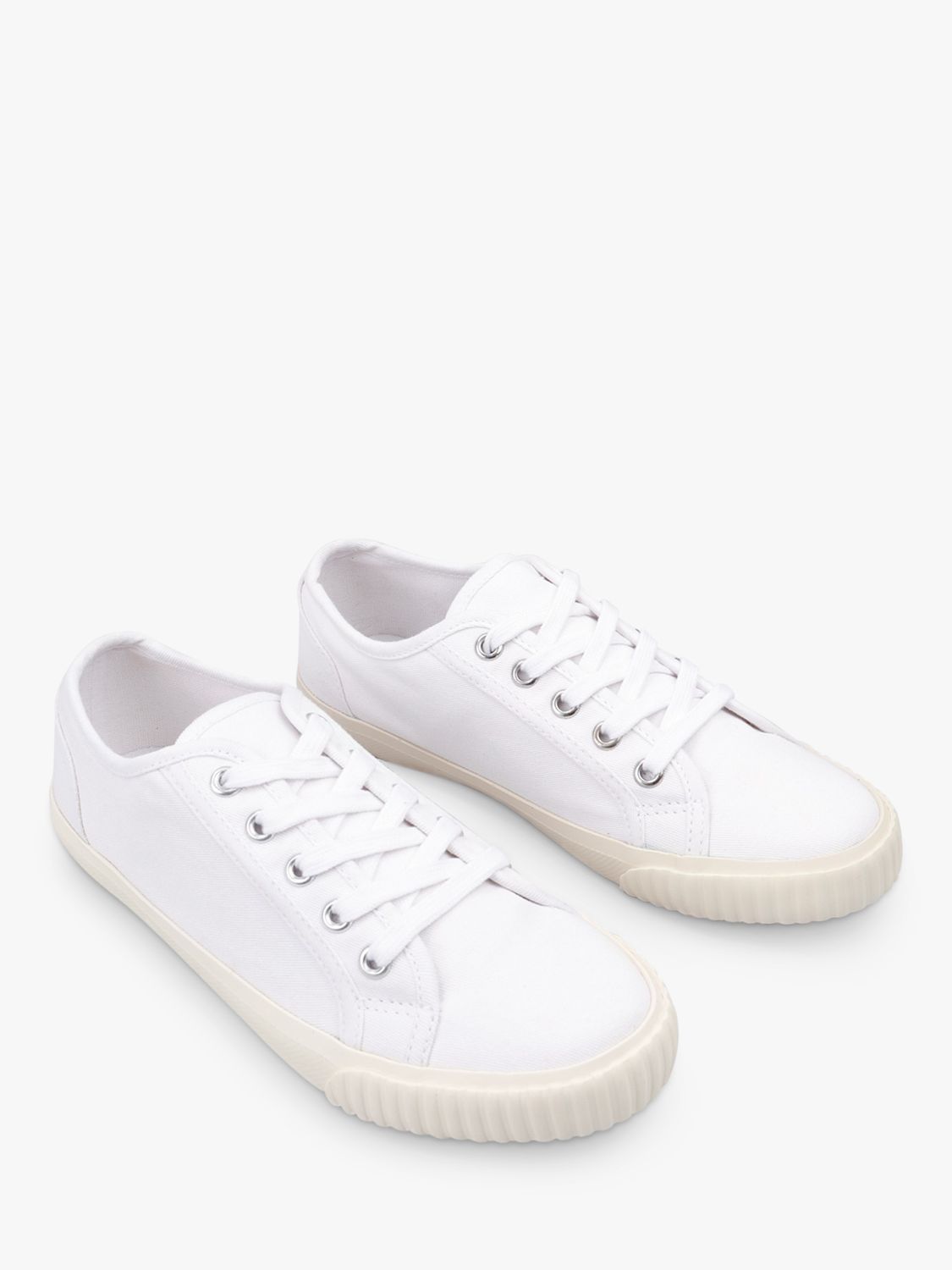 HUSH Henley Canvas Trainers, White, 3