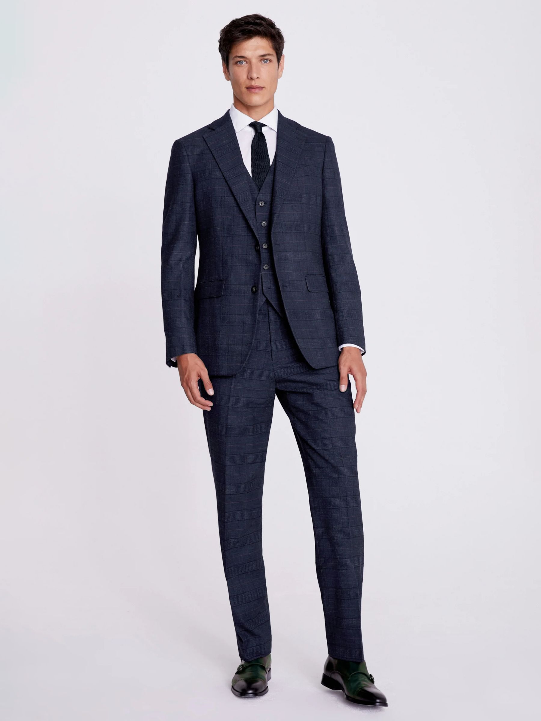 Moss Regular Fit Check Suit Jacket, Navy at John Lewis & Partners