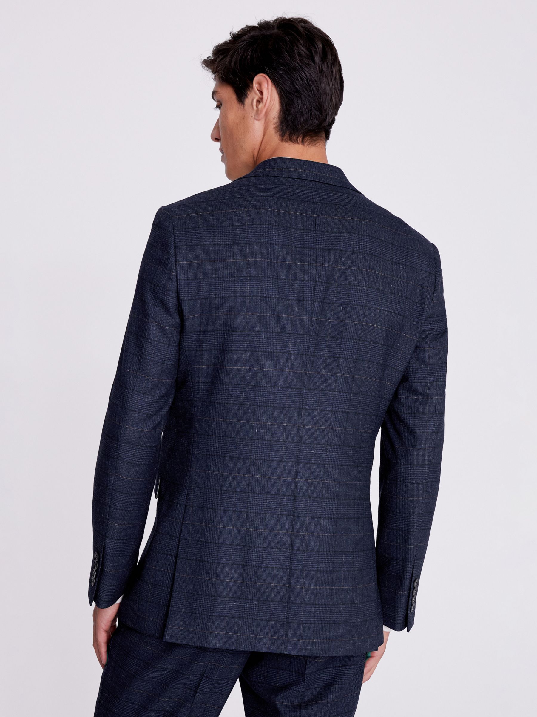 Moss Regular Fit Check Suit Jacket, Navy, 34S