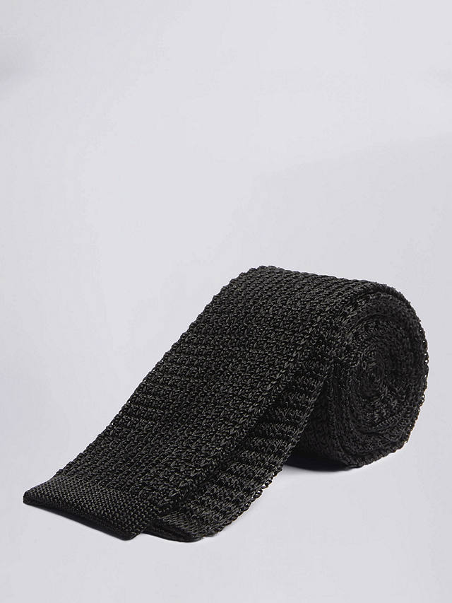 Moss Knitted Silk Tie, Black