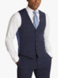 Moss 1851 Tailored Fit Plain Check Stretch Waistcoat, Blue