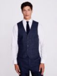 Moss Tailored Fit Check Waistcoat, Navy