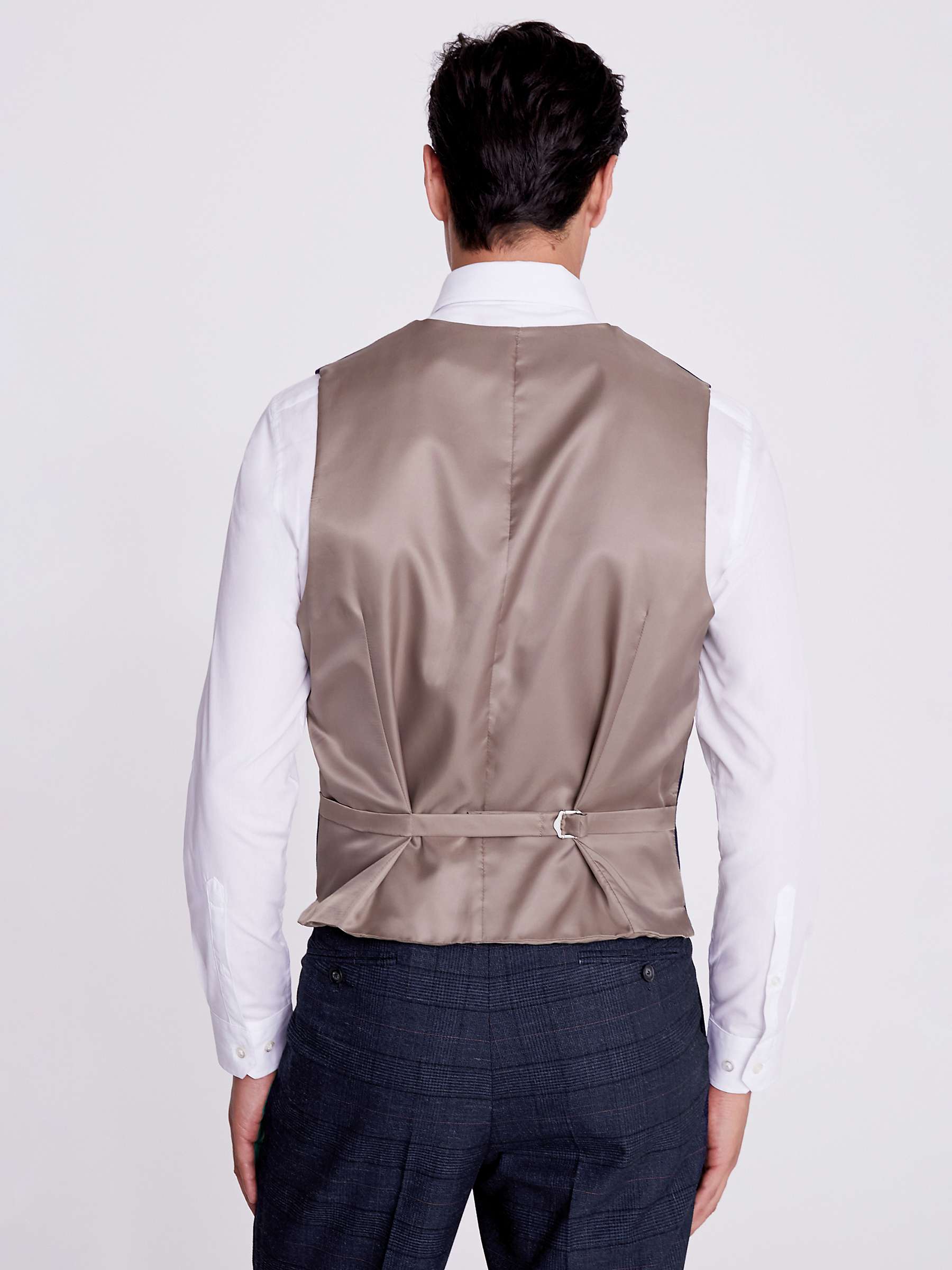 Buy Moss Tailored Fit Check Waistcoat, Navy Online at johnlewis.com