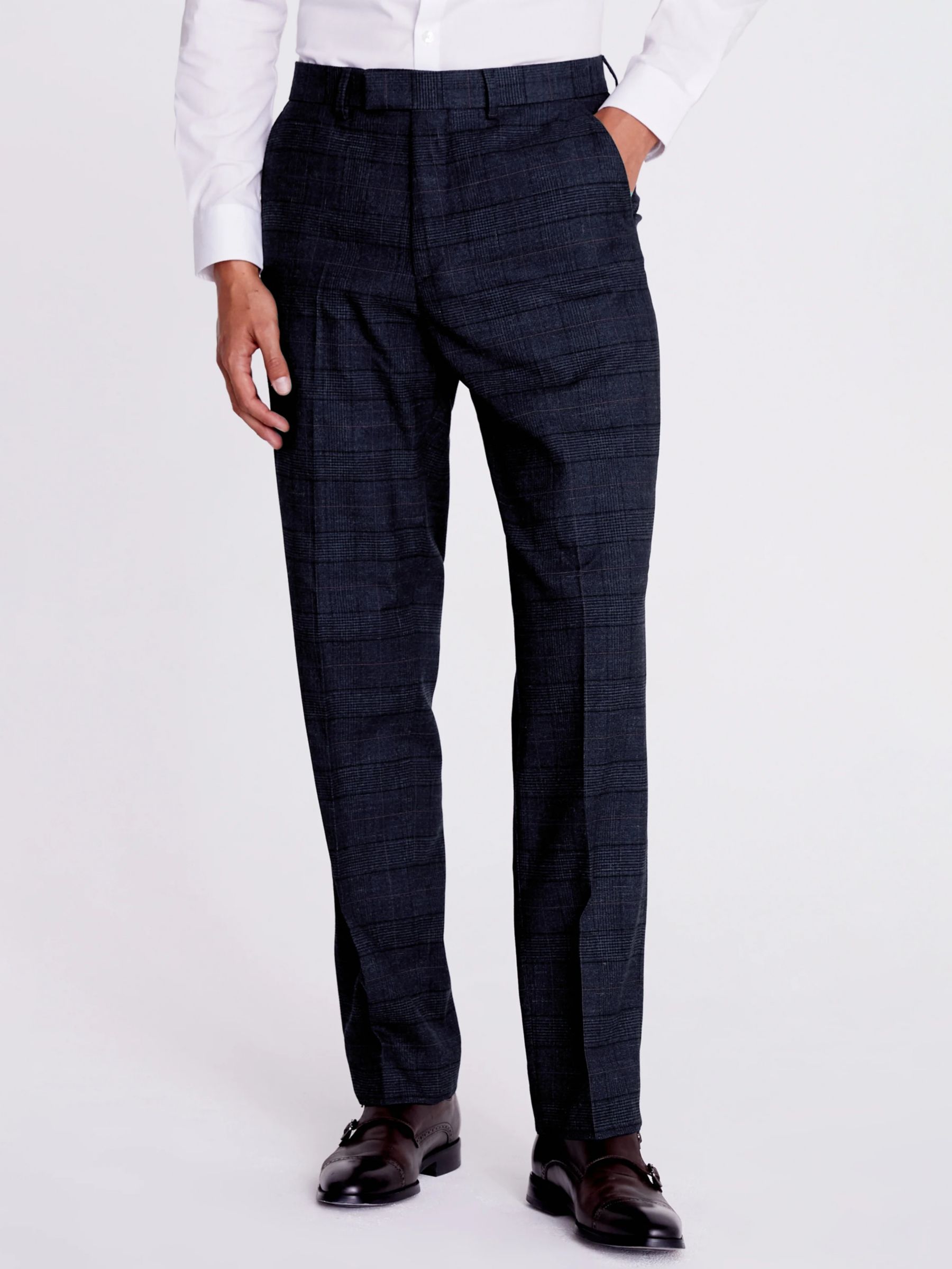 Buy Moss Regular Fit Check Suit Trousers, Navy/Black Online at johnlewis.com