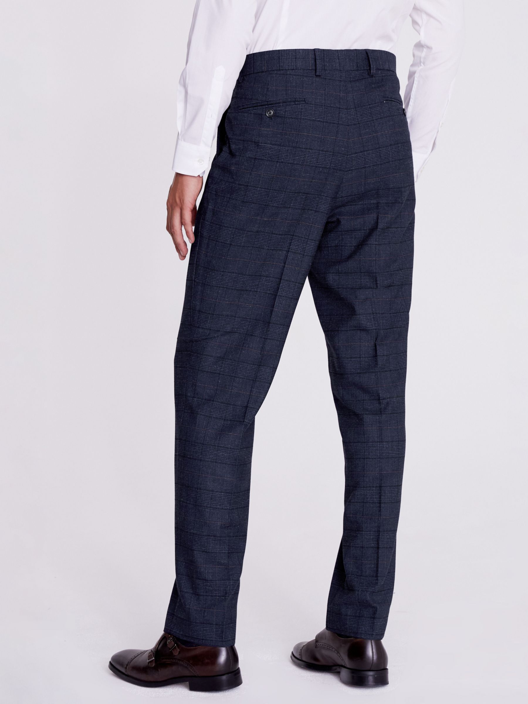 Moss Regular Fit Check Suit Trousers, Navy/Black, 28S