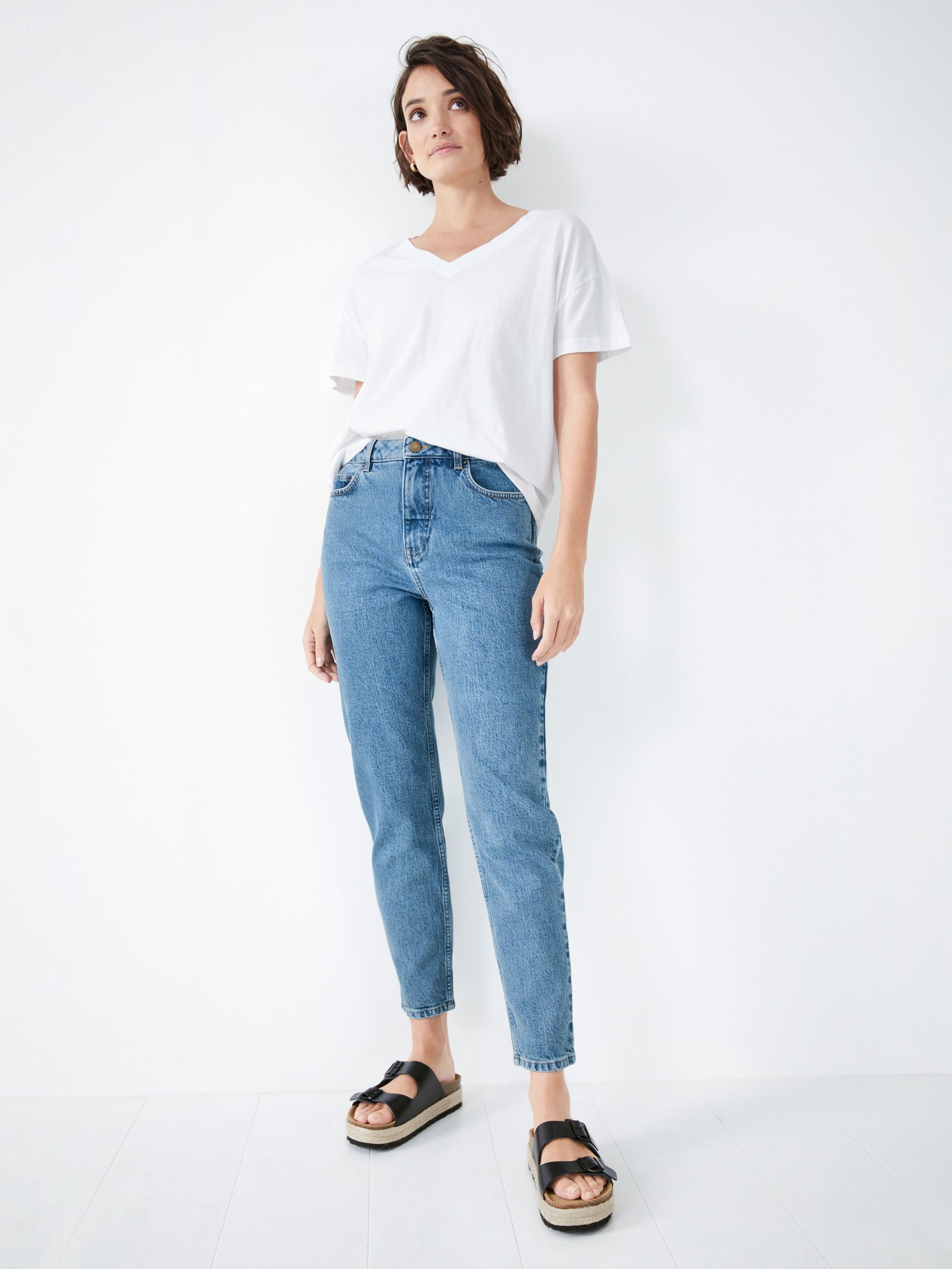 HUSH Frieda Mom Jeans, Mid Blue Authentic at John Lewis & Partners