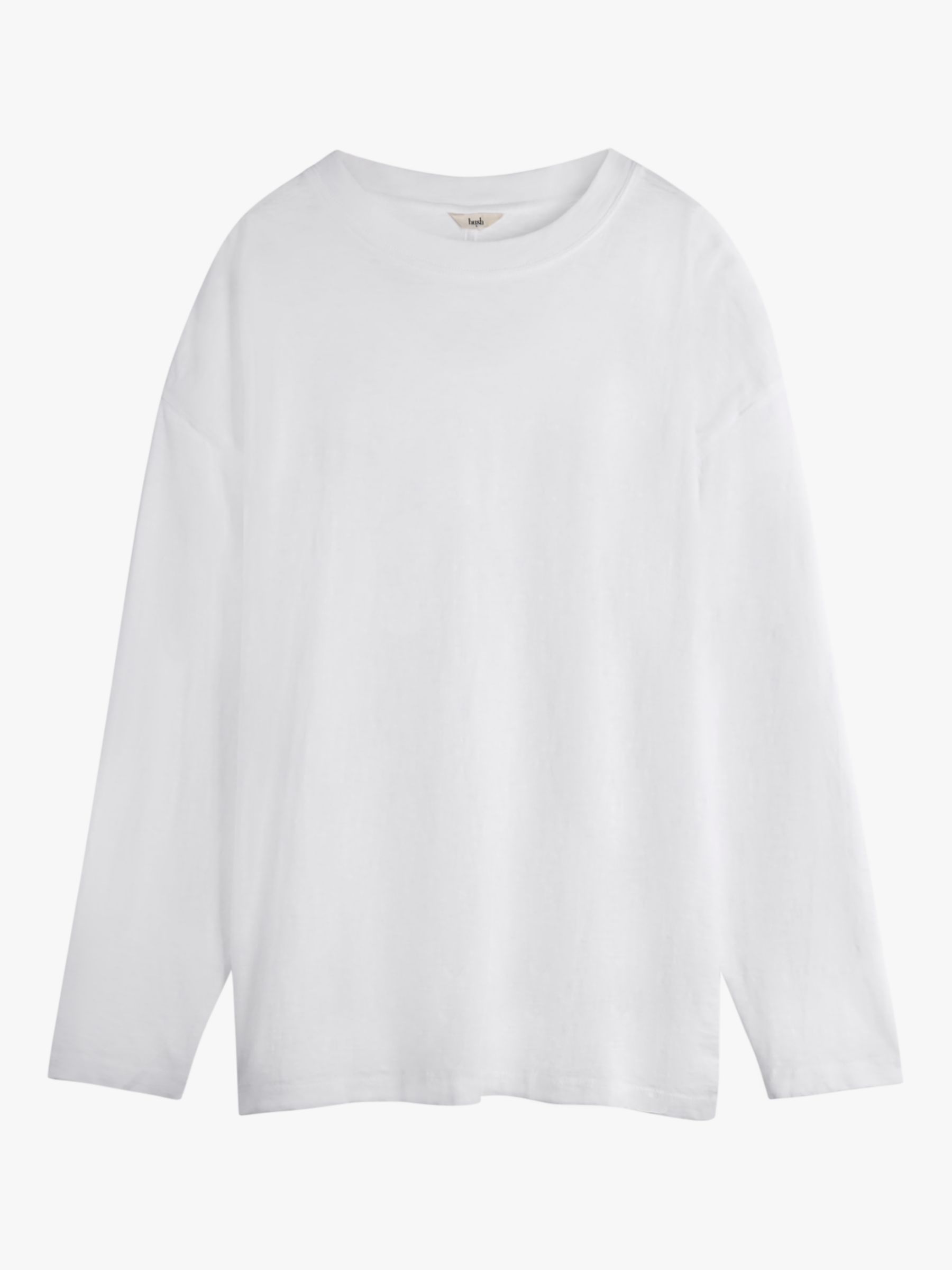 hush Amanda Long Sleeve Cotton Top, Brilliant White at John Lewis ...