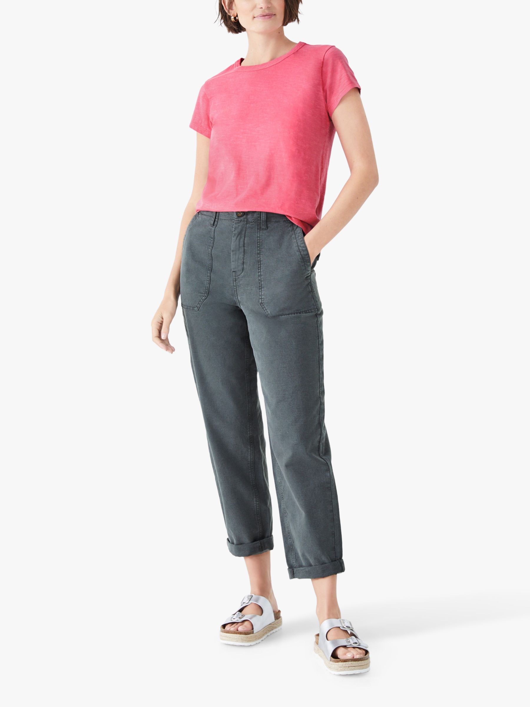 hush Cyrus Cropped Straight Trousers, Slate at John Lewis & Partners