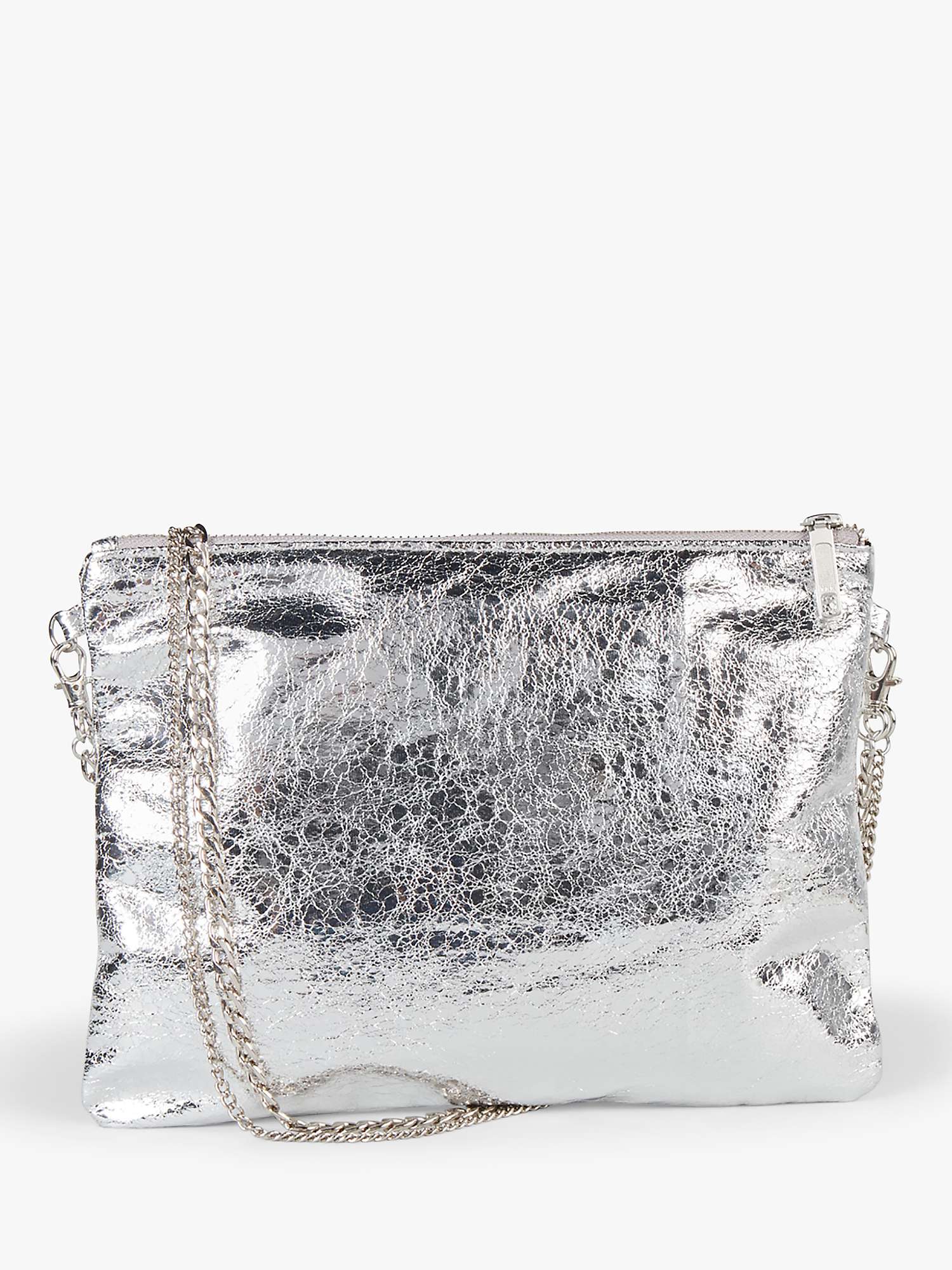hush Nina Metallic Clutch Bag, Silver at John Lewis & Partners