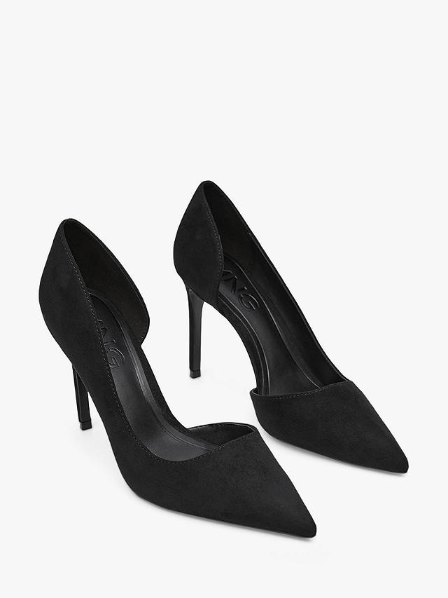 Mango Audrey Asymmetric Stiletto Court Shoes, Black at John Lewis ...