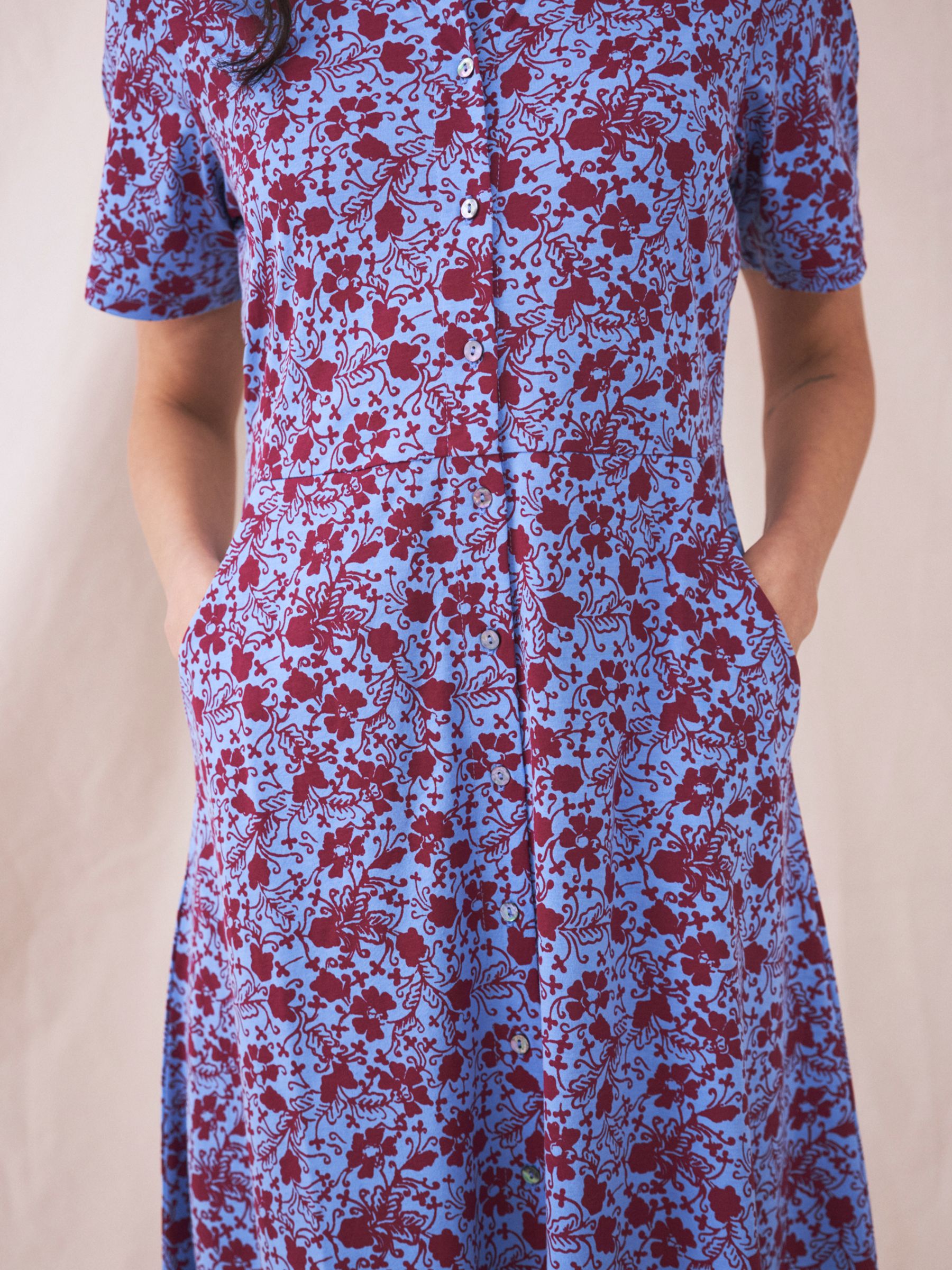 White Stuff Rua Floral Print Shirt Dress, Blue/Multi at John Lewis ...