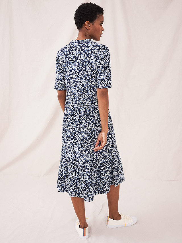 White Stuff Naya Floral Spot Print Jersey Midi Dress, Blue/Multi, 6