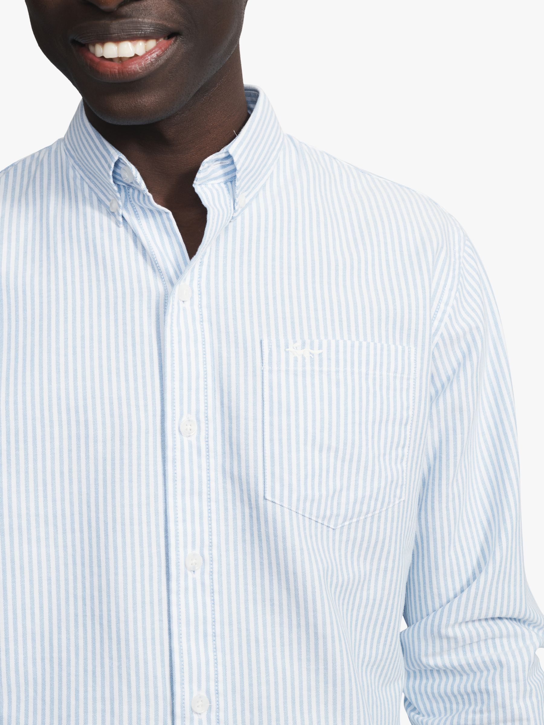 Aubin Aldridge Oxford Cotton Button Down Shirt, Pale Blue Stripe, S
