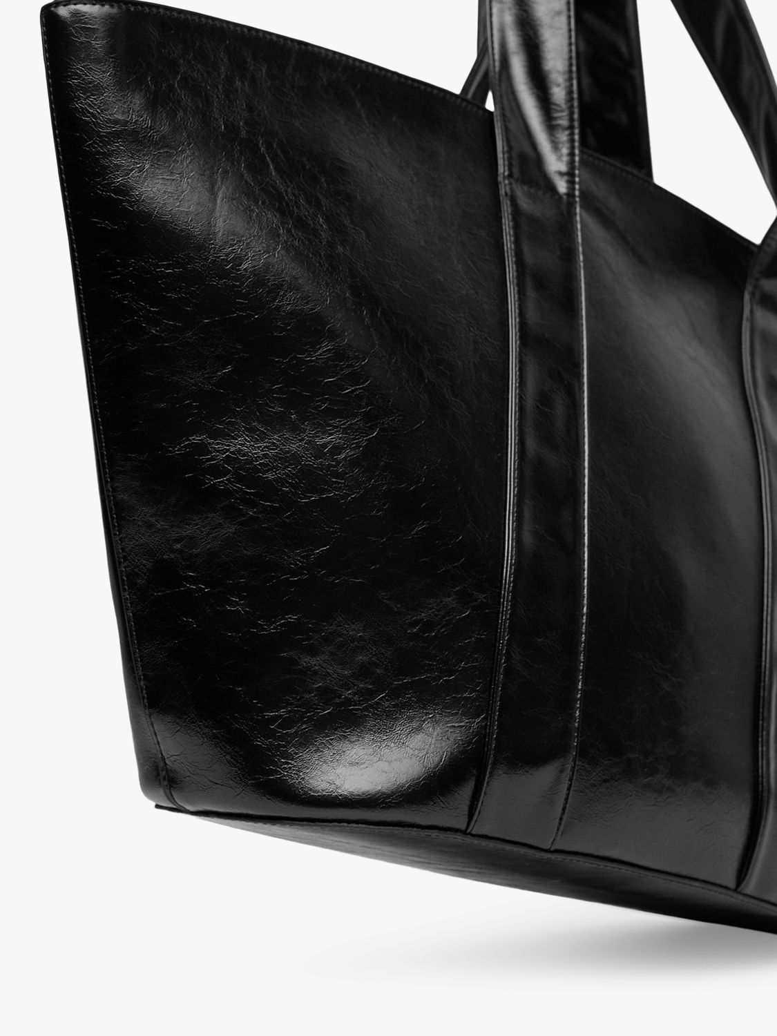 Mango Smooth Faux Leather Shopper Bag, Black