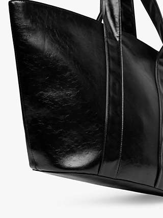 Mango Smooth Faux Leather Shopper Bag, Black