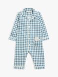 John Lewis Baby Gingham Check Pyjama Romper, Blue