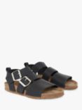 Celtic & Co. Suede Triple Strap Footbed Sandals, Navy