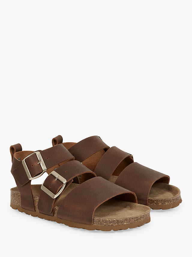 Celtic & Co. Suede Triple Strap Footbed Sandals, Rust
