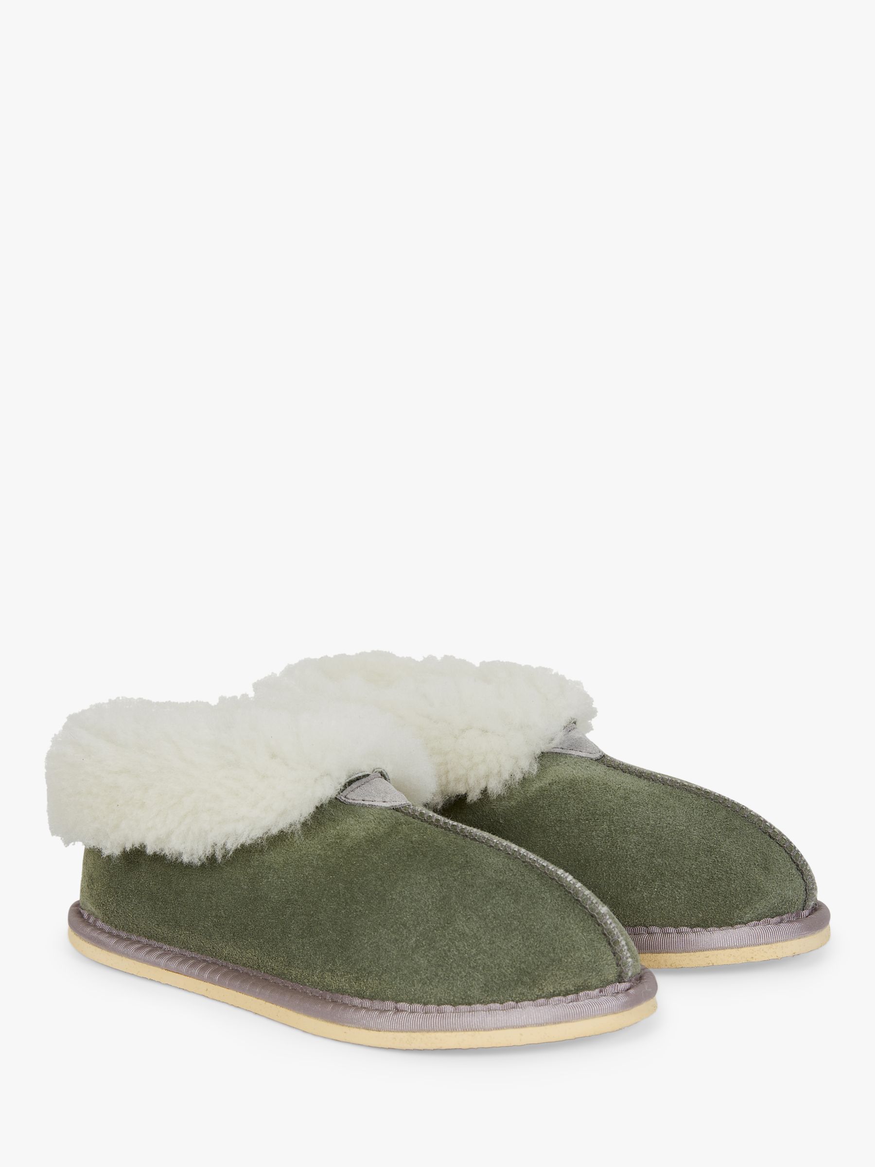 Celtic & Co. Sheepskin Bootee Slippers, Sage at John Lewis & Partners