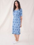 White Stuff Kara Abstract Print Jersey Midi Dress, Blue/Multi