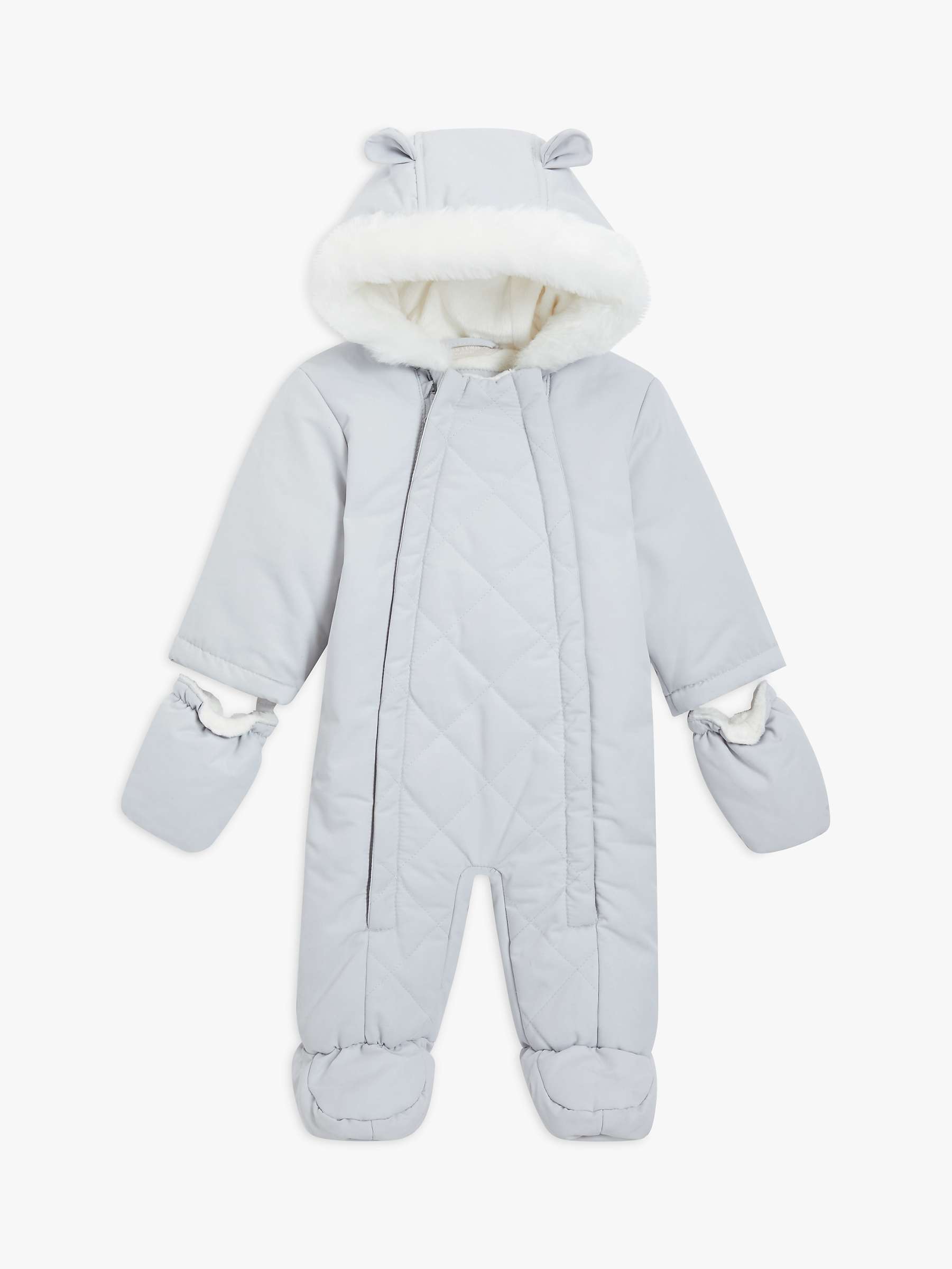 Buy John Lewis Baby Plain Quilted Double Zip Shower Resistant Snowsuit, Cream Online at johnlewis.com