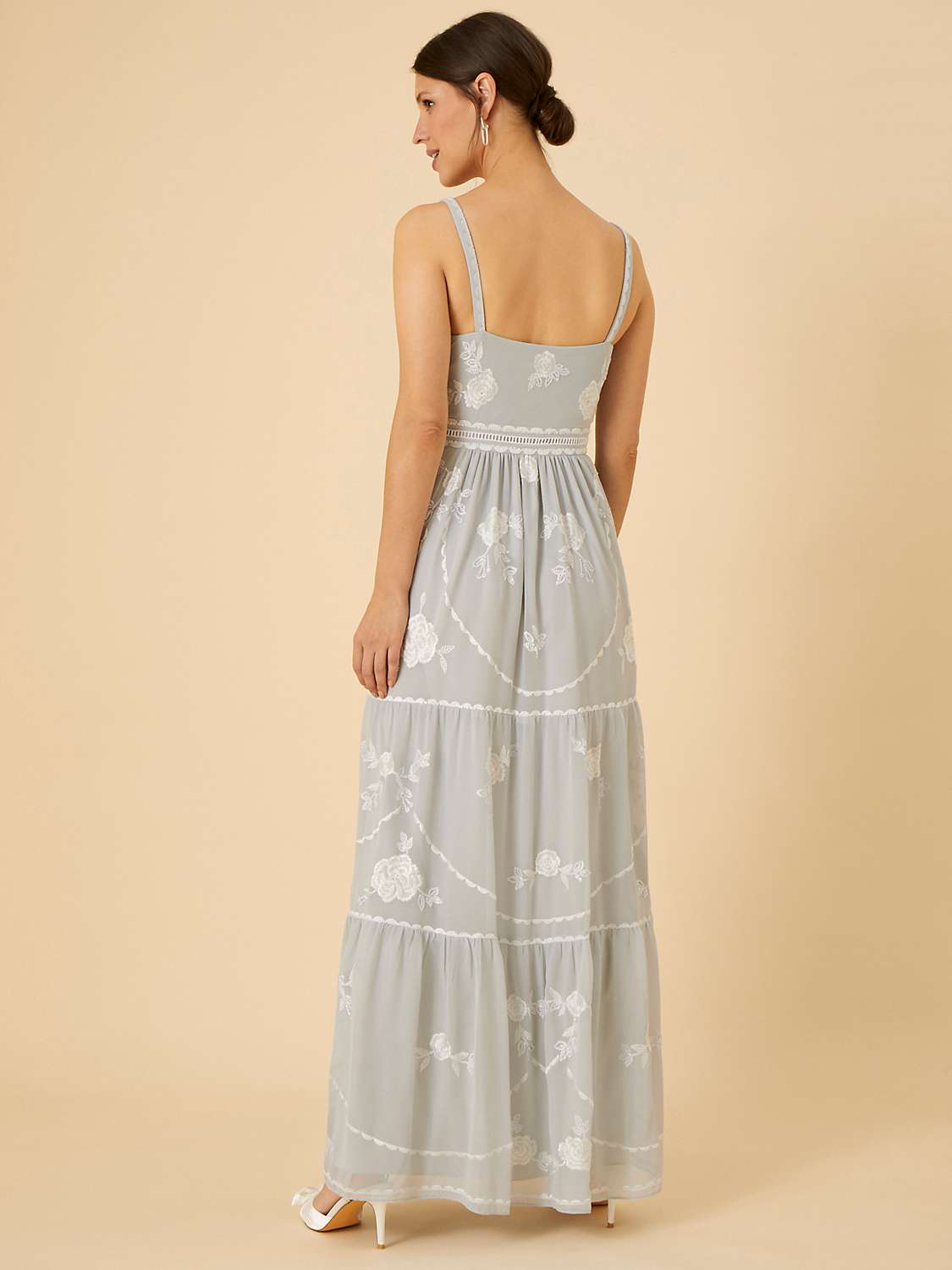 Buy Monsoon Alexis Embellished Floral Maxi Dress, Silver Online at johnlewis.com
