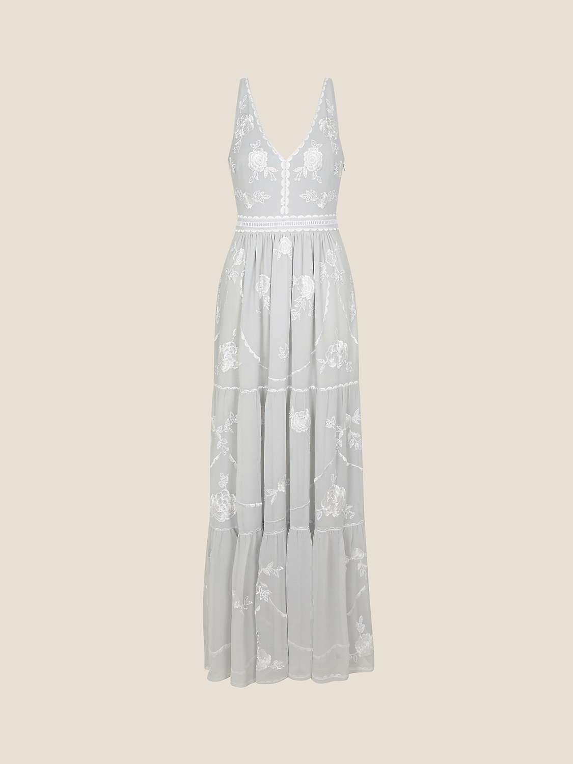 Buy Monsoon Alexis Embellished Floral Maxi Dress, Silver Online at johnlewis.com